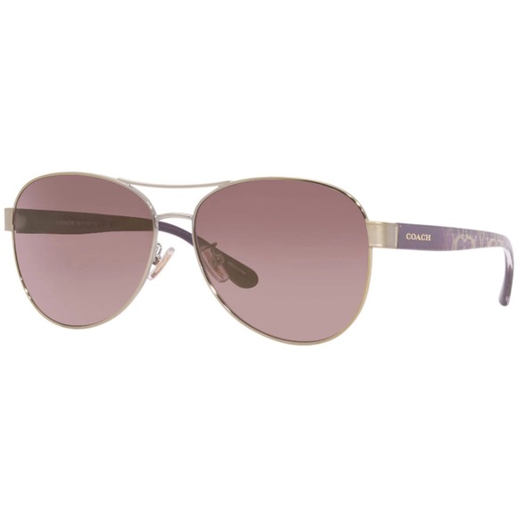 Coach Women’s Pink Lens Aviator Sunglasses - Picture 1 of 9